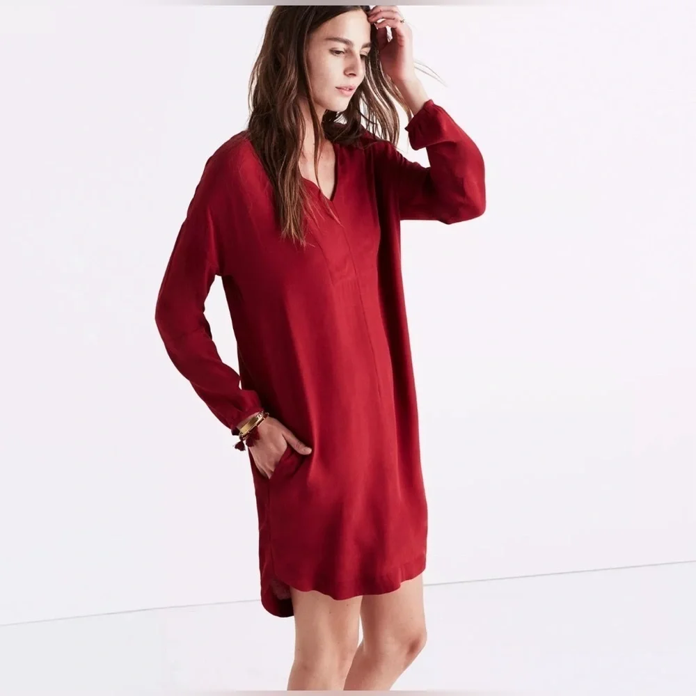 NWT Madewell Red Du Jour Tunic Dress, Size XS - Picture 2 of 15